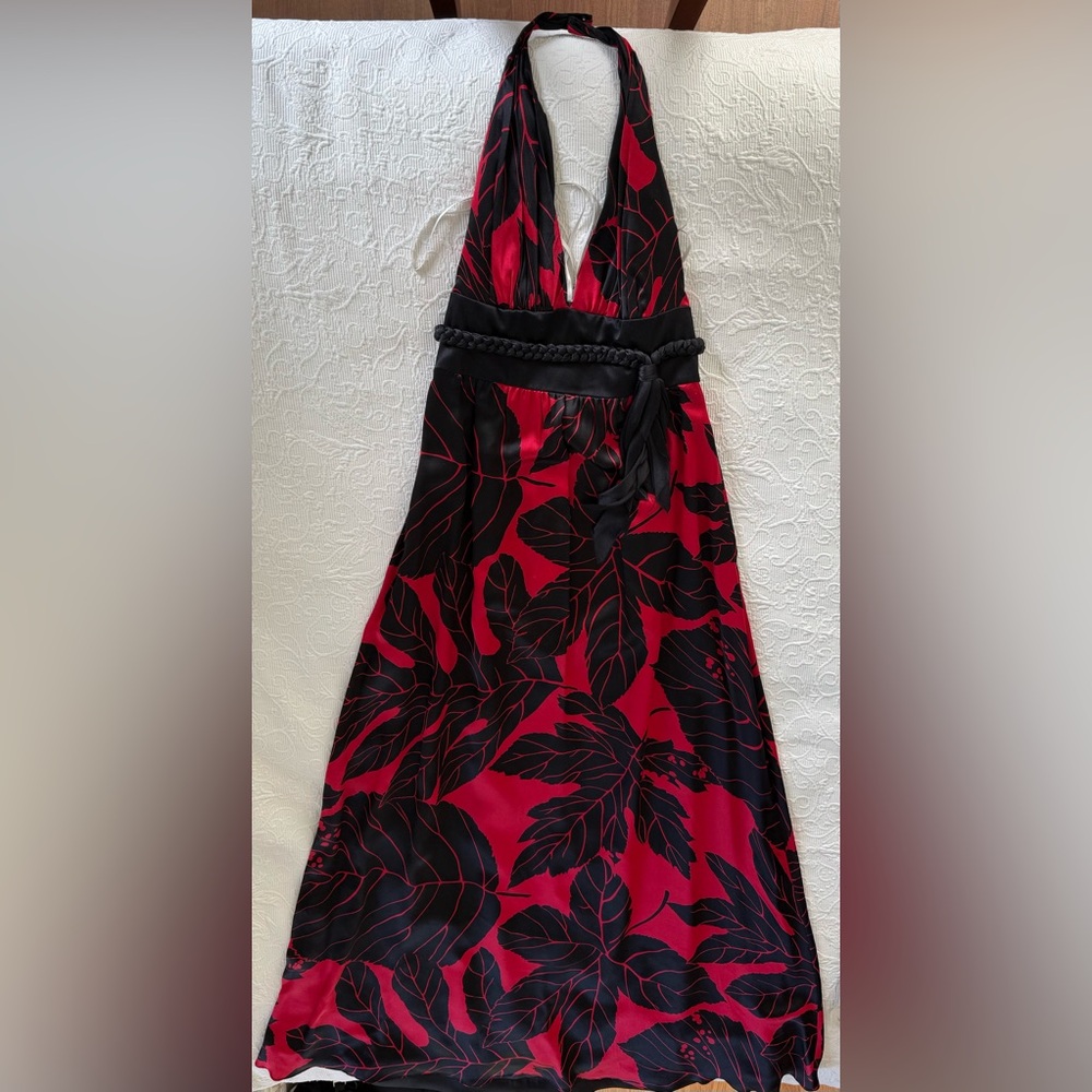 Kay Unger NY Red and Black Halter Dress, Sz 6